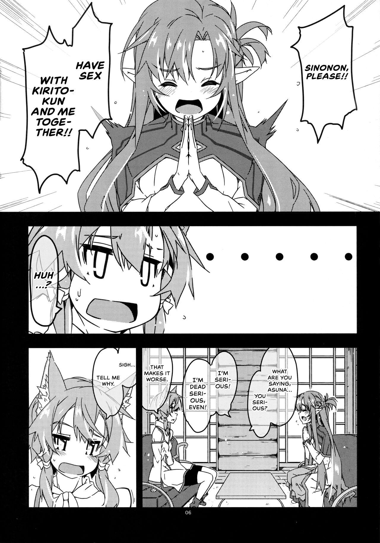 Gay Bondage Asuna Kounin de SeFri ni Natta Sinonon Daishouri | A Big Victory for Sinonon After She Becomes Asuna Approved Sex Friend - Sword art online Jap - Page 5