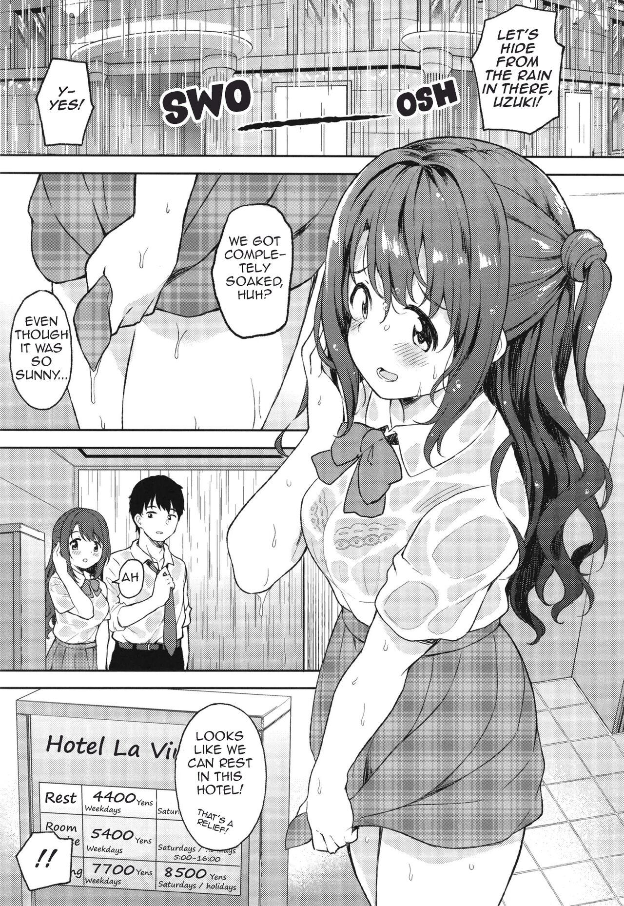 Porn Uzuki to LoveHo de Amayadori | Hiding from the rain in a love hotel with Uzuki - The idolmaster Sexteen - Picture 2