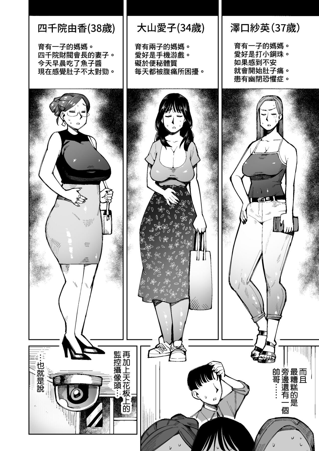 Spanking 3 Nin no Hitodzuma ga Elevator ni Tojikomerarete Chakui Dappun | 3個人妻被困在電梯裡穿著衣服排便 - Original Cocksucker - Picture 3