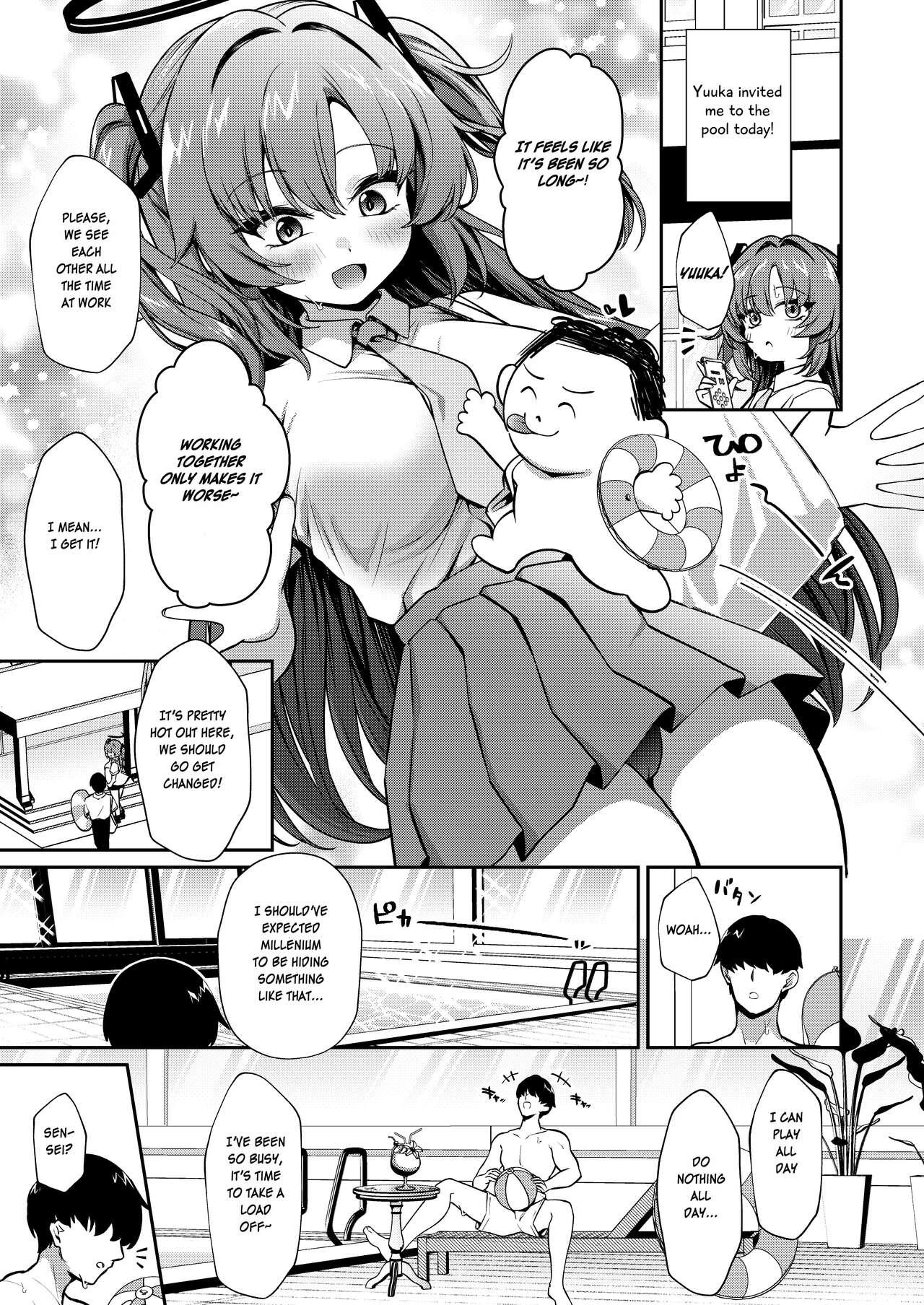 Bishyo Nure Yuuka to Sukumizu Ecchi - Swimsuit Sex with a Sopping Wet Yuuka - Page 3